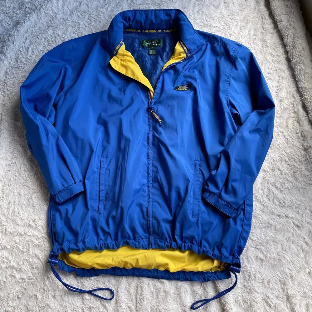 Lauren Ralph Lauren polo sport windbreaker jacket blue yellow oversized preppy M
